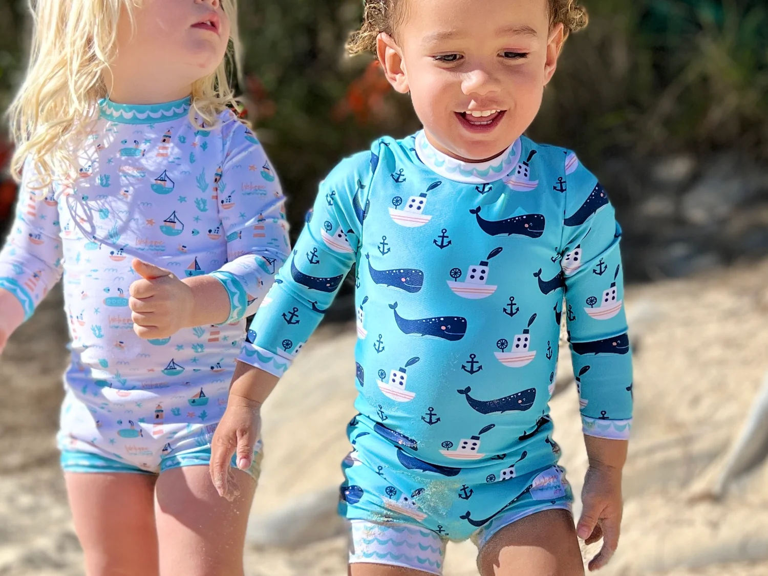 Baby Long Sleeve Swimwear Blue Shells